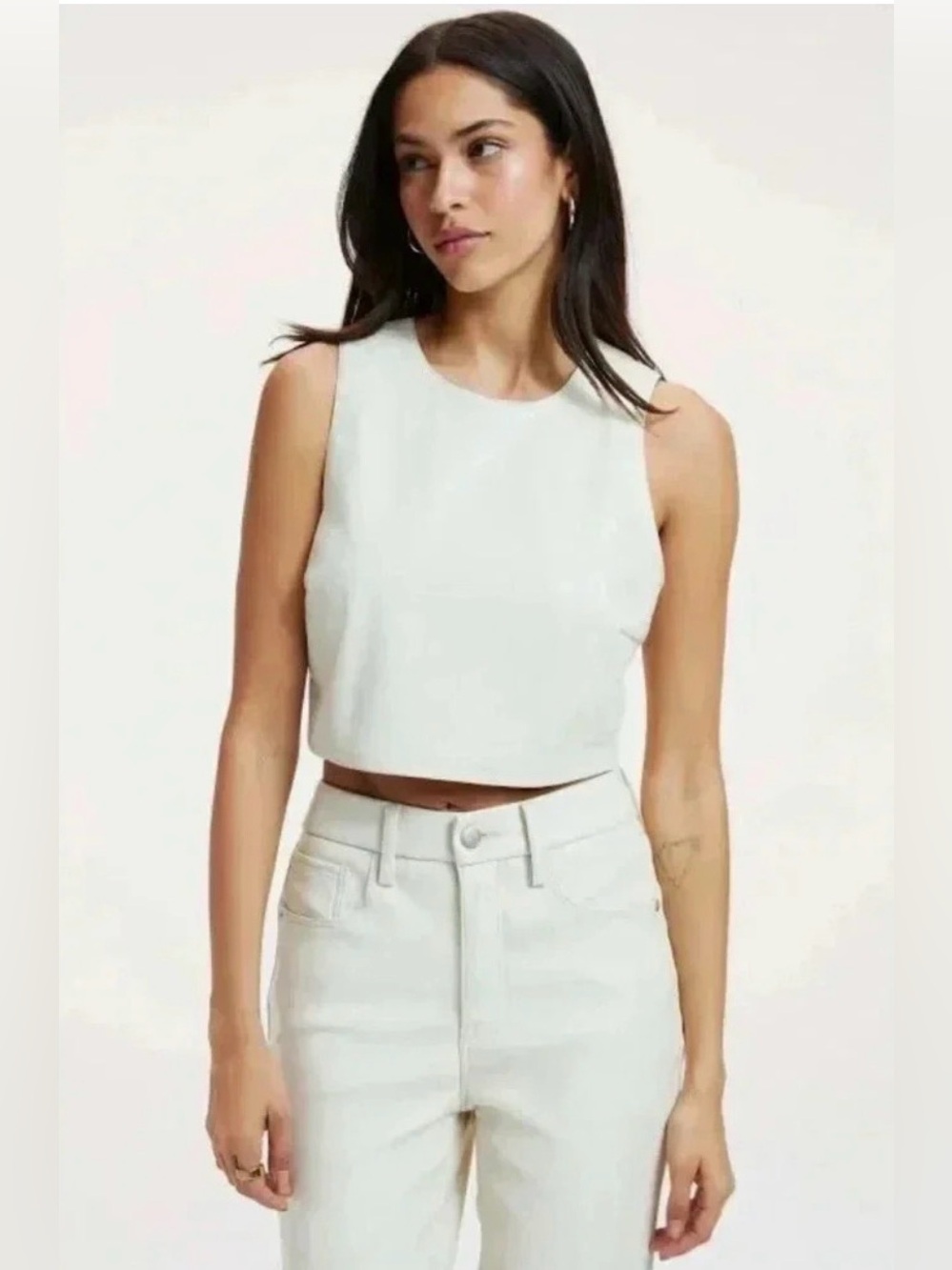 Good American Better than Leather Tank Bone size Medium / 2 NWT